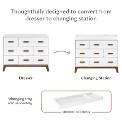 Babyletto Scoot 6-Drawer Dresser - White / Natural Walnut
