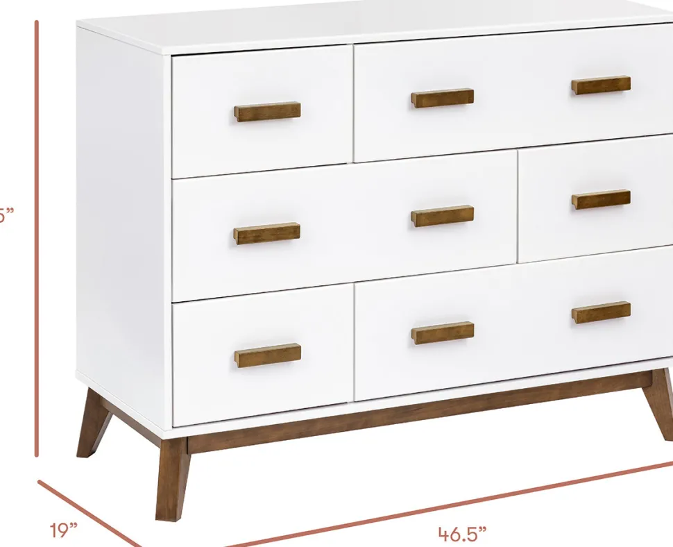 Babyletto Scoot 6-Drawer Dresser - White / Natural Walnut