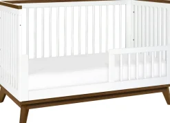Babyletto Scoot 3-in-1 Convertible Crib w/Toddler Bed Conversion Kit - White / Natural Walnut