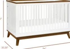 Babyletto Scoot 3-in-1 Convertible Crib w/Toddler Bed Conversion Kit - White / Natural Walnut