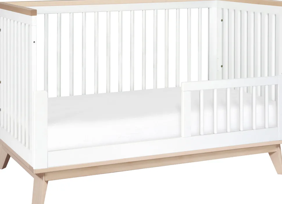Babyletto Scoot 3-in-1 Convertible Crib w/Toddler Bed Conversion Kit - White / Washed Natural
