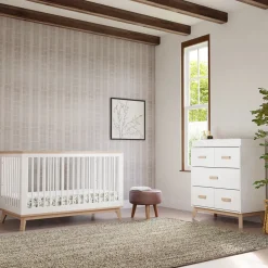 Babyletto Scoot 3-in-1 Convertible Crib w/Toddler Bed Conversion Kit - White / Washed Natural