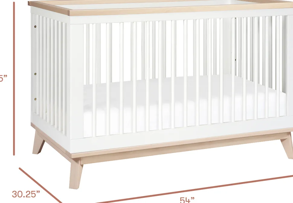 Babyletto Scoot 3-in-1 Convertible Crib w/Toddler Bed Conversion Kit - White / Washed Natural