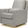 Babyletto Sigi Electronic Glider Recliner w/USB - Performance Grey Eco-Weave w/Light Wood Base