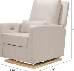 Babyletto Sigi Electronic Glider Recliner w/USB - Performance Beach Eco-Weave w/Light Wood Base