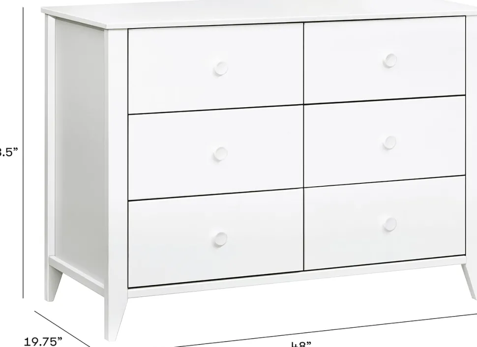 Babyletto Sprout 6-Drawer Double Dresser - White