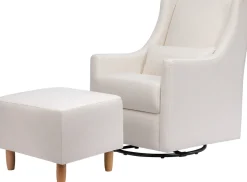 Babyletto Toco Swivel Glider and Ottoman - Performance Cream Eco-Weave