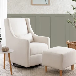 Babyletto Toco Swivel Glider and Ottoman - Performance Cream Eco-Weave