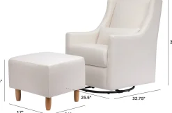 Babyletto Toco Swivel Glider and Ottoman - Performance Cream Eco-Weave