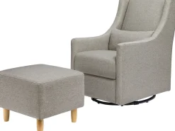 Babyletto Toco Swivel Glider and Ottoman - Performance Grey Eco-Weave