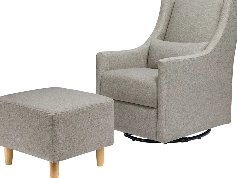 Babyletto Toco Swivel Glider and Ottoman - Performance Grey Eco-Weave