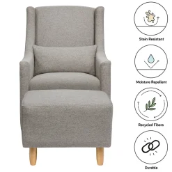 Babyletto Toco Swivel Glider and Ottoman - Performance Grey Eco-Weave
