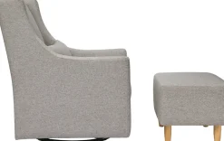 Babyletto Toco Swivel Glider and Ottoman - Performance Grey Eco-Weave