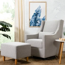 Babyletto Toco Swivel Glider and Ottoman - Performance Grey Eco-Weave