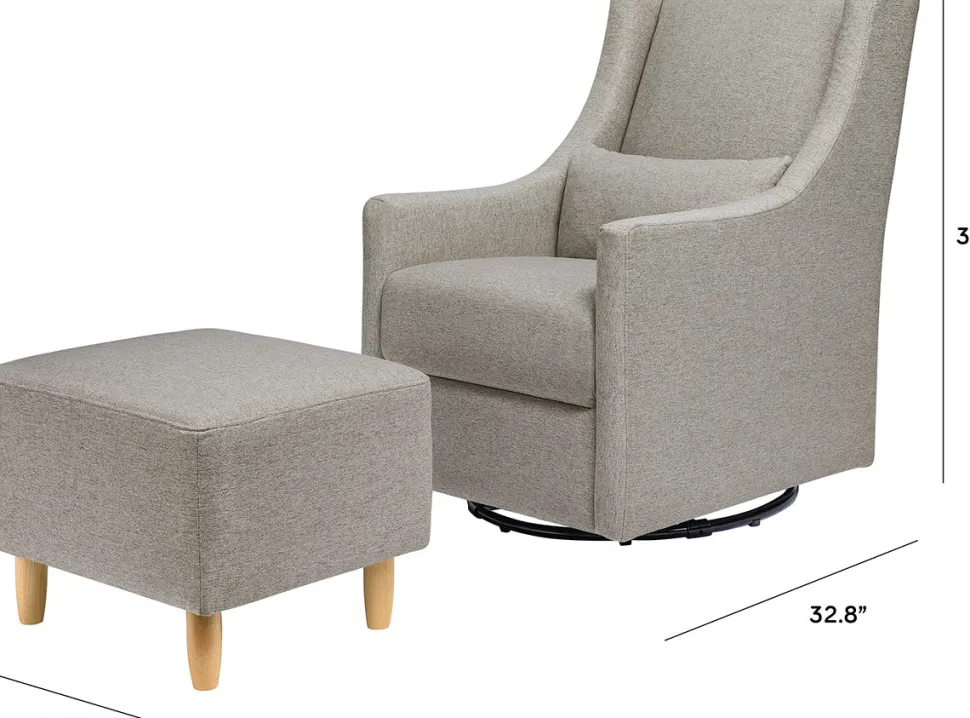 Babyletto Toco Swivel Glider and Ottoman - Performance Grey Eco-Weave