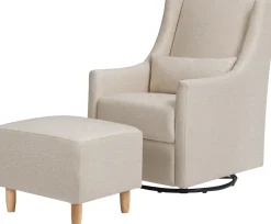 Babyletto Toco Swivel Glider and Ottoman - Performance Beach Eco-Weave
