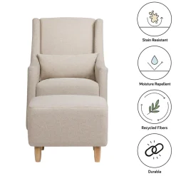 Babyletto Toco Swivel Glider and Ottoman - Performance Beach Eco-Weave