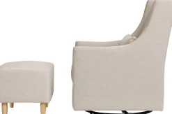 Babyletto Toco Swivel Glider and Ottoman - Performance Beach Eco-Weave