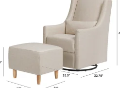 Babyletto Toco Swivel Glider and Ottoman - Performance Beach Eco-Weave