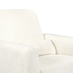 Babyletto Tuba Extra Wide Swivel Glider - Ivory Corduroy w/ Light Wood Base