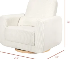 Babyletto Tuba Extra Wide Swivel Glider - Ivory Corduroy w/ Light Wood Base