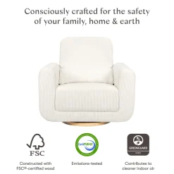 Babyletto Tuba Extra Wide Swivel Glider - Ivory Corduroy w/ Light Wood Base
