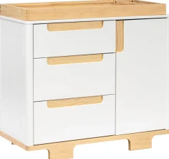 Babyletto Yuzu 3-Drawer Changer Dresser, KD w/Removable Changing Tray - White / Natural