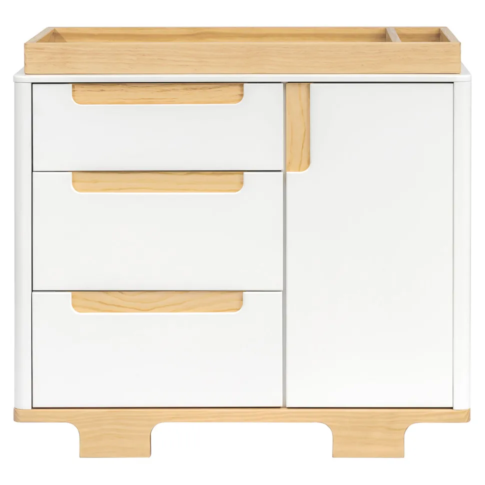 Babyletto Yuzu 3-Drawer Changer Dresser, KD w/Removable Changing Tray - White / Natural