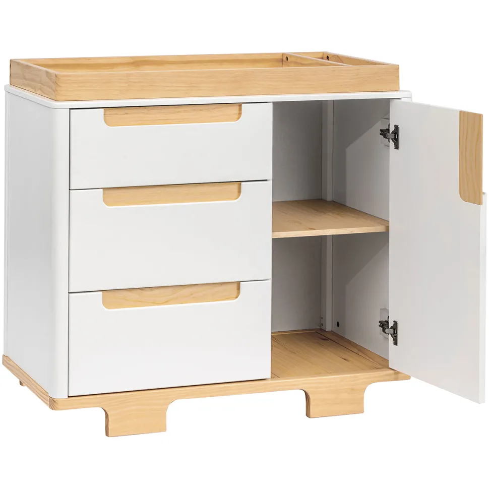 Babyletto Yuzu 3-Drawer Changer Dresser, KD w/Removable Changing Tray - White / Natural