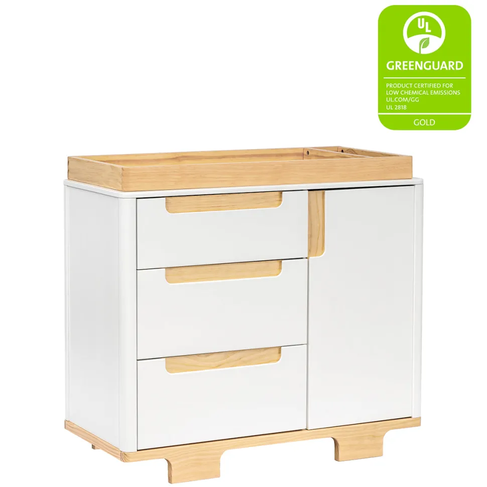 Babyletto Yuzu 3-Drawer Changer Dresser, KD w/Removable Changing Tray - White / Natural