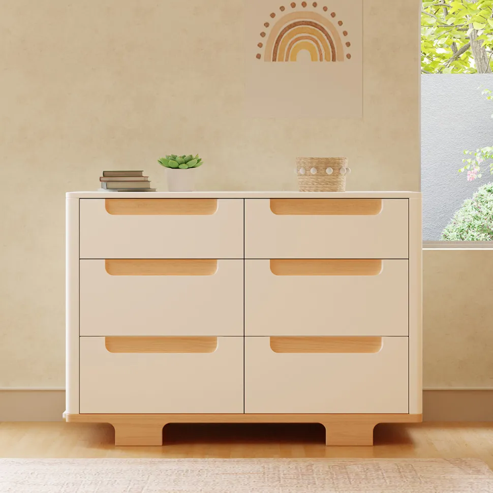 Babyletto Yuzu 6-Drawer Dresser, KD - White / Natural