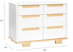 Babyletto Yuzu 6-Drawer Dresser, KD - White / Natural