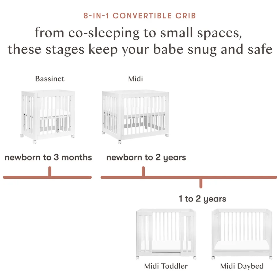 Babyletto Yuzu 8-in-1 Convertible Crib with All-Stages Conversion Kit - White