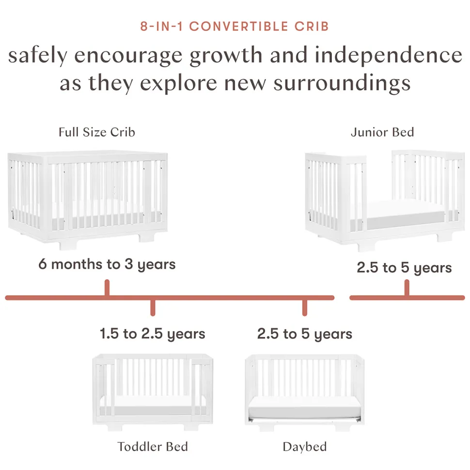 Babyletto Yuzu 8-in-1 Convertible Crib with All-Stages Conversion Kit - White