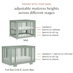 Babyletto Yuzu 8-in-1 Convertible Crib with All-Stages Conversion Kit - Light Sage