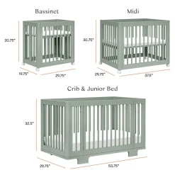 Babyletto Yuzu 8-in-1 Convertible Crib with All-Stages Conversion Kit - Light Sage
