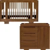 Babyletto Yuzu 8-in-1 Convertible Crib + 3-Drawer Changer Dresser Bundle - Natural Walnut