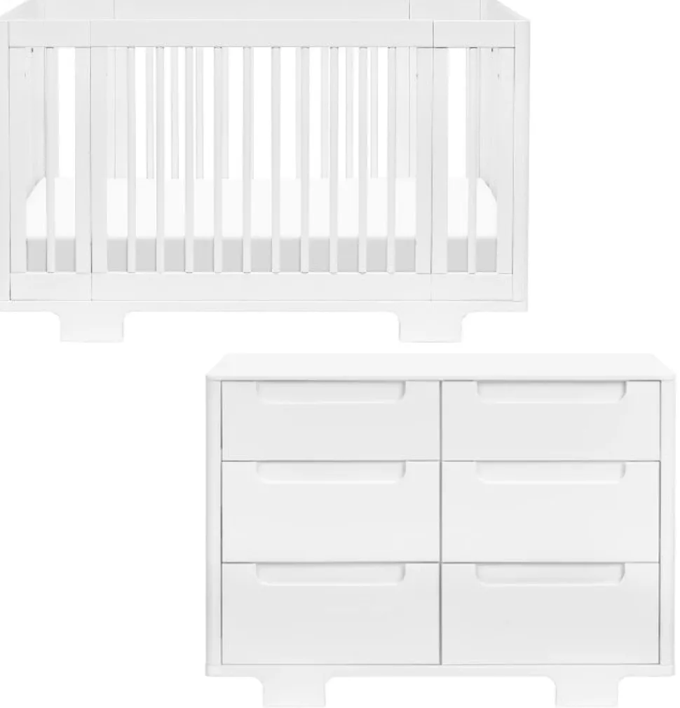 Babyletto Yuzu 8-in-1 Convertible Crib + 6-Drawer Dresser Bundle - White
