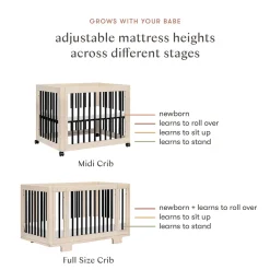 Babyletto Yuzu 8-in-1 Convertible Crib with All-Stages Conversion Kit - Washed Natural / Black