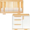 Babyletto Yuzu 8-in-1 Convertible Crib + 3-Drawer Changer Dresser Bundle - Natural / White / Natural