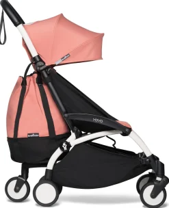 Babyzen YOYO2 Ultra Compact Complete 0+/6+ Stroller & Rolling Bag Bundle - White/Ginger