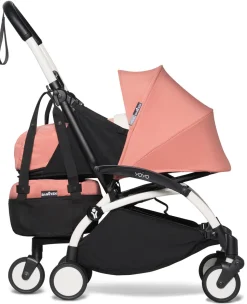 Babyzen YOYO2 Ultra Compact Complete 0+/6+ Stroller & Rolling Bag Bundle - White/Ginger
