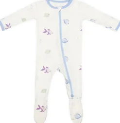 Bamboo Little Zippered Footie - Blue Fish (0-3m)