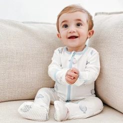 Bamboo Little Zippered Footie - Blue Fish (0-3m)