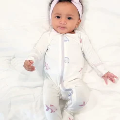 Bamboo Little Zippered Footie - Lavender Fish (0-3m)