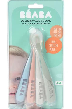 Beaba First Stage Silicone Spoons, Set of 4 - Rose