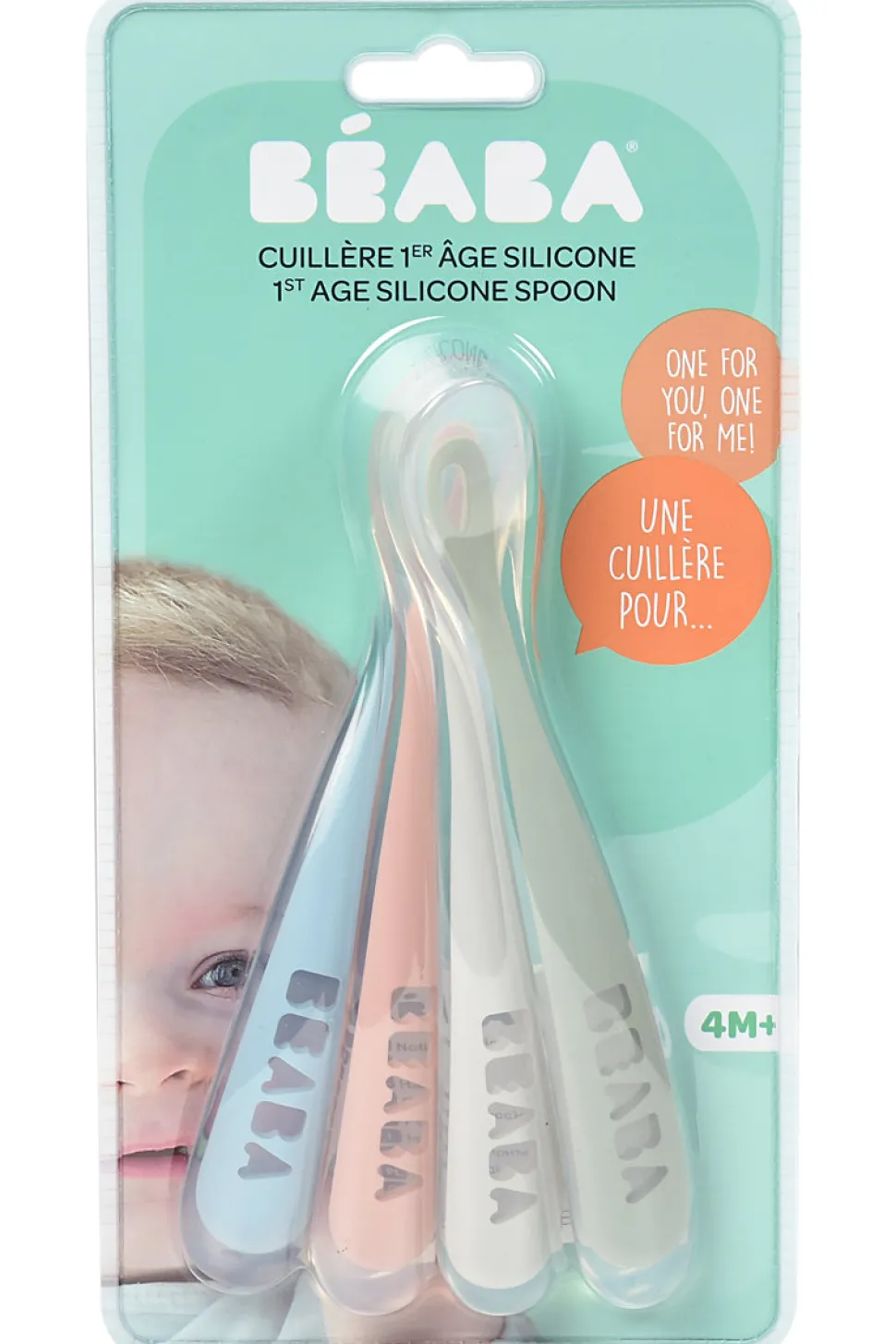 Beaba First Stage Silicone Spoons, Set of 4 - Rose