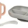 BEABA Sips & Bites 3-Piece Silicone Feeding Set - Rose
