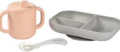 BEABA Sips & Bites 3-Piece Silicone Feeding Set - Rose