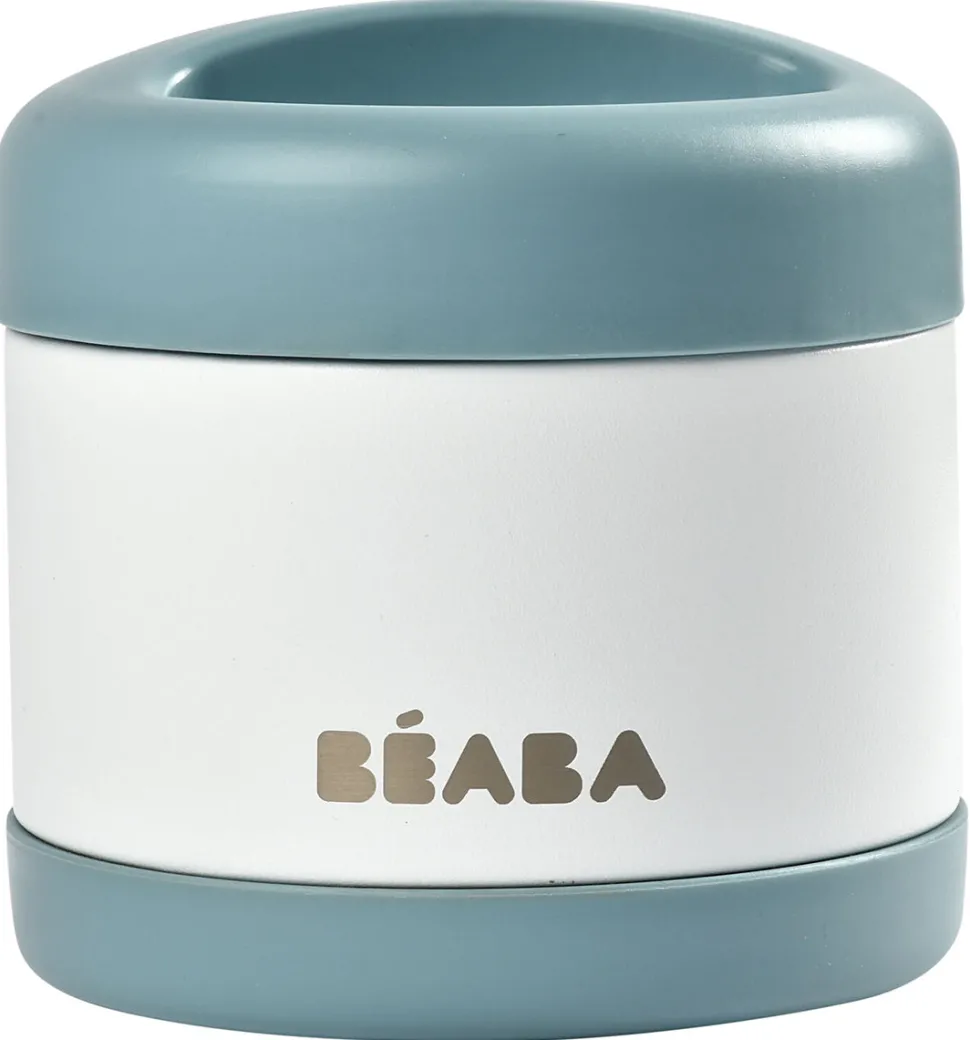 BEABA Stainless Steel Insulated Jar, 16 oz - Baltic Blue / Cloud